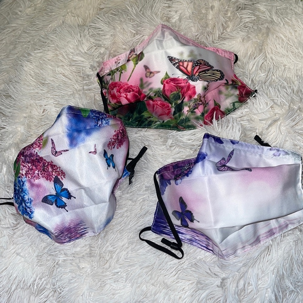 New set/3 butterfly face masks